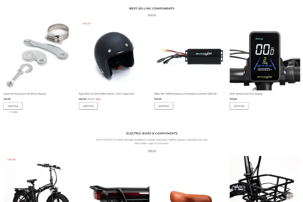 Shopify电动自行车品牌独立站网站设计案例-面向复杂产品集合的设计