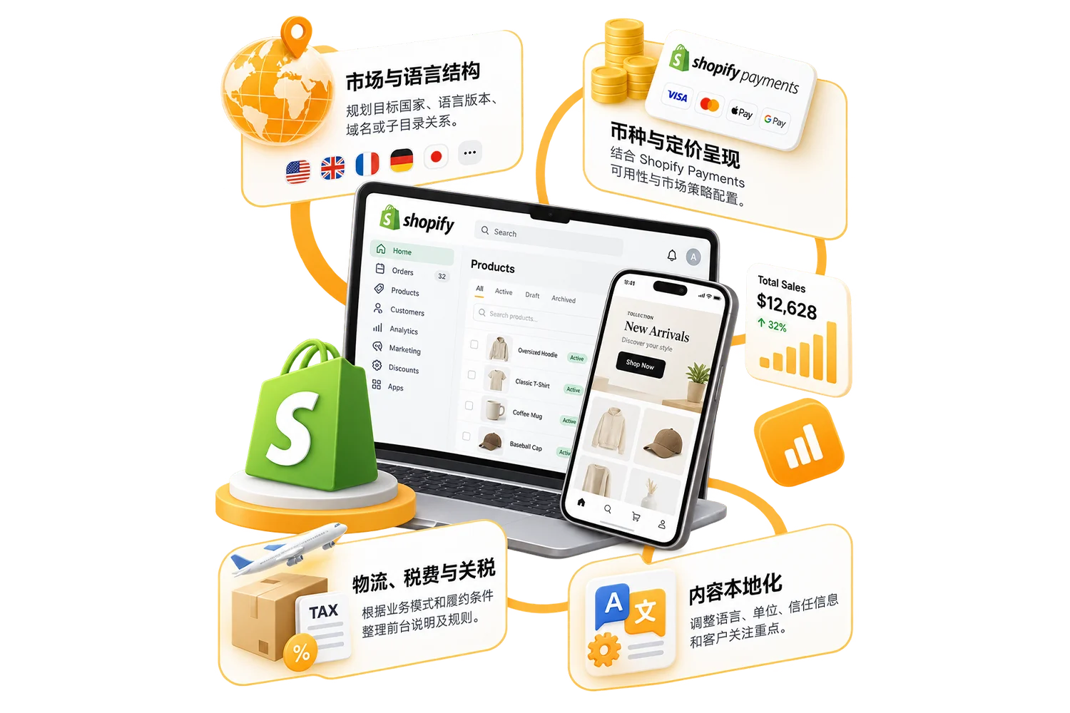一个Shopify 后台, 管理不同市场的客户体验
