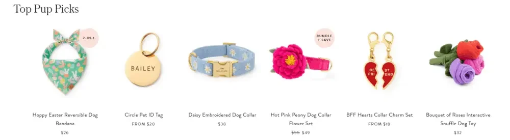 Shopify宠物用品品牌独立站网站设计案例-通过商品陈列设计促进浏览与购买-搭配式商品推荐