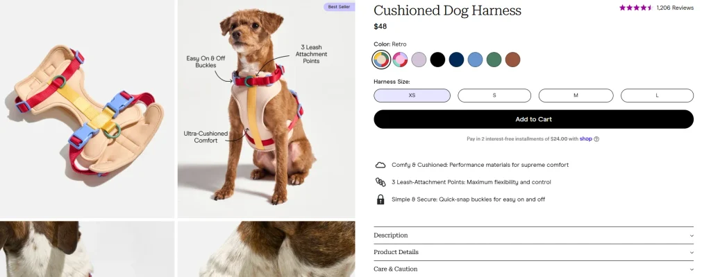 Shopify宠物用品品牌独立站网站设计案例-产品详情页设计