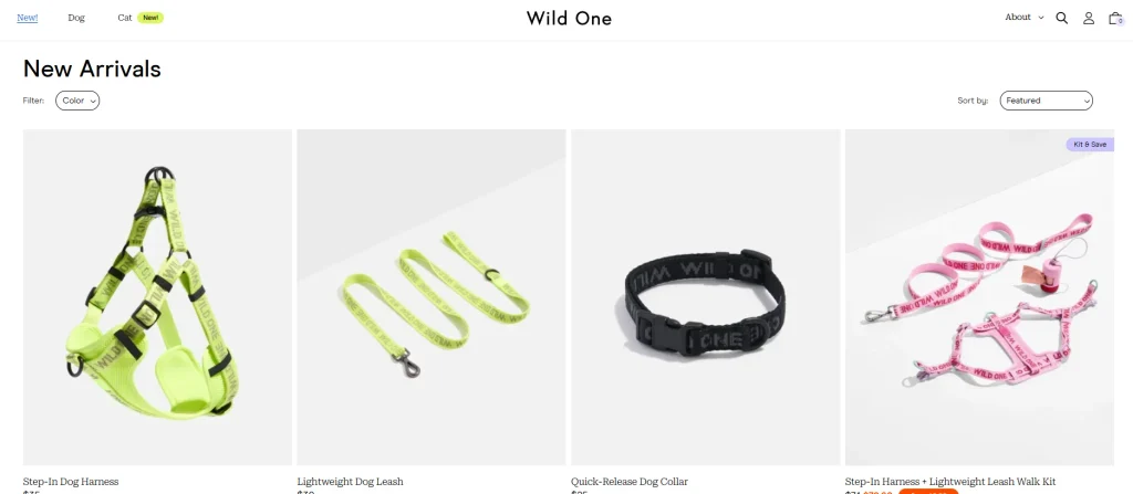 Shopify宠物用品品牌独立站网站设计案例-产品集合页——保持一致与清晰