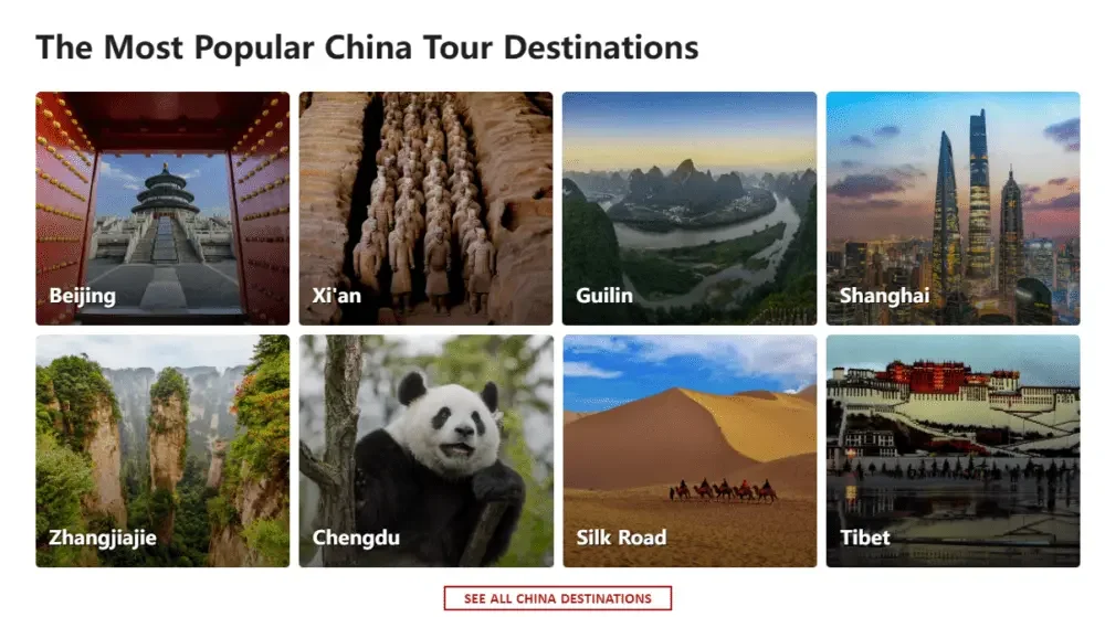 Shopify旅游网站设计：高转化旅行品牌首页案例-目的地探索网格