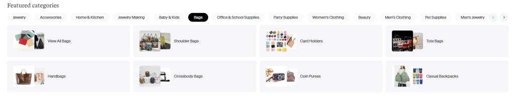 Shopify饰品批发商城网站设计项目-首页设计策略-产品分类导航