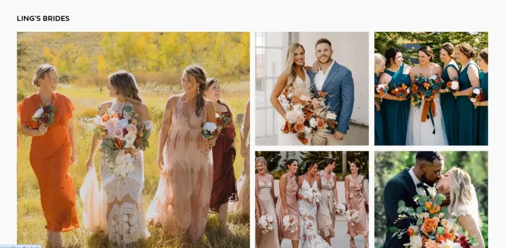 Shopify婚庆装饰品牌网站页面设计案例-Ling’s Brides：通过真实婚礼增强社会认同与场景感
