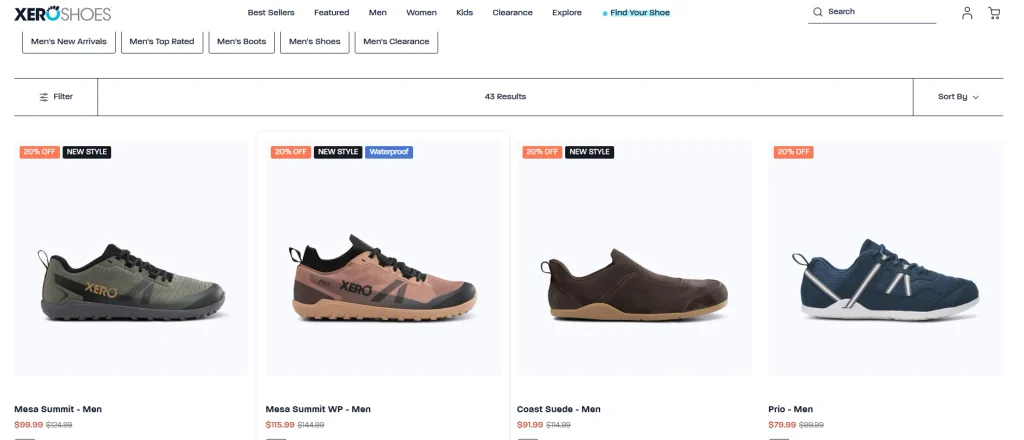 Shopify赤足鞋品牌独立站网站设计案例-深入内页:不只是做好首页-产品集合页策略:提升视觉浏览效率