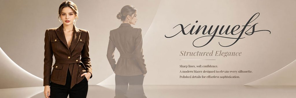 SHEIN女装店铺海报设计解析-通过剪裁强化西装的高级感
