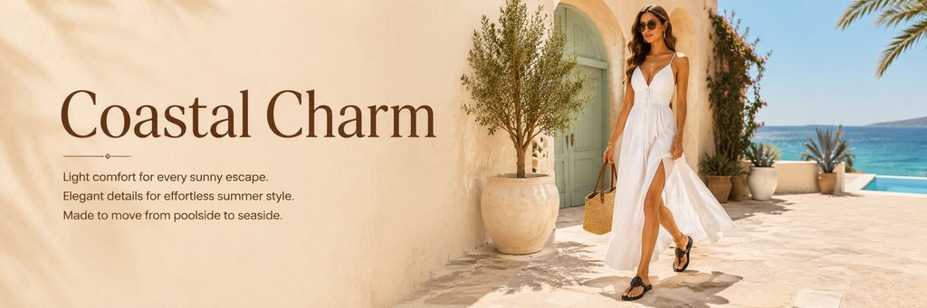 SHEIN女鞋店铺海报设计解析-Coastal Charm——把鞋子真正融入海岸生活方式