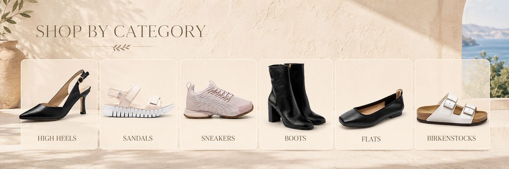 SHEIN女鞋店铺海报设计解析-Shop by Category——从氛围视觉自然过渡到商品导航