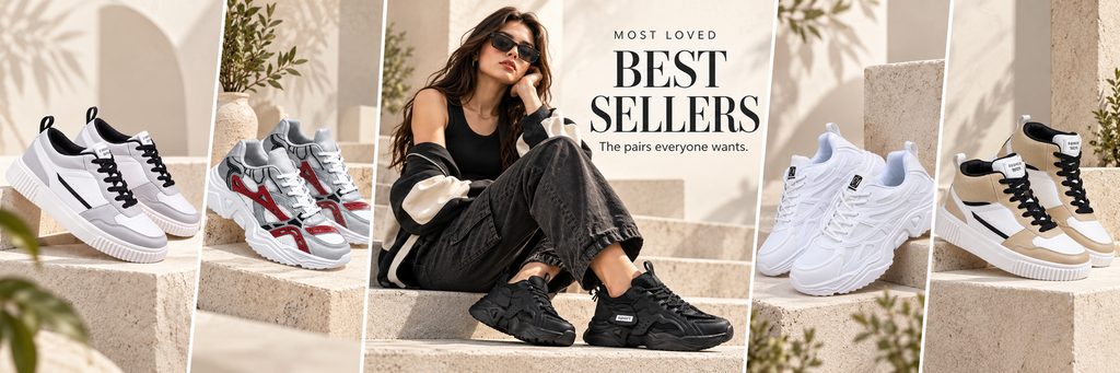SHEIN鞋子店铺海报设计-Best Sellers 海报：通过多产品组合制造热销感