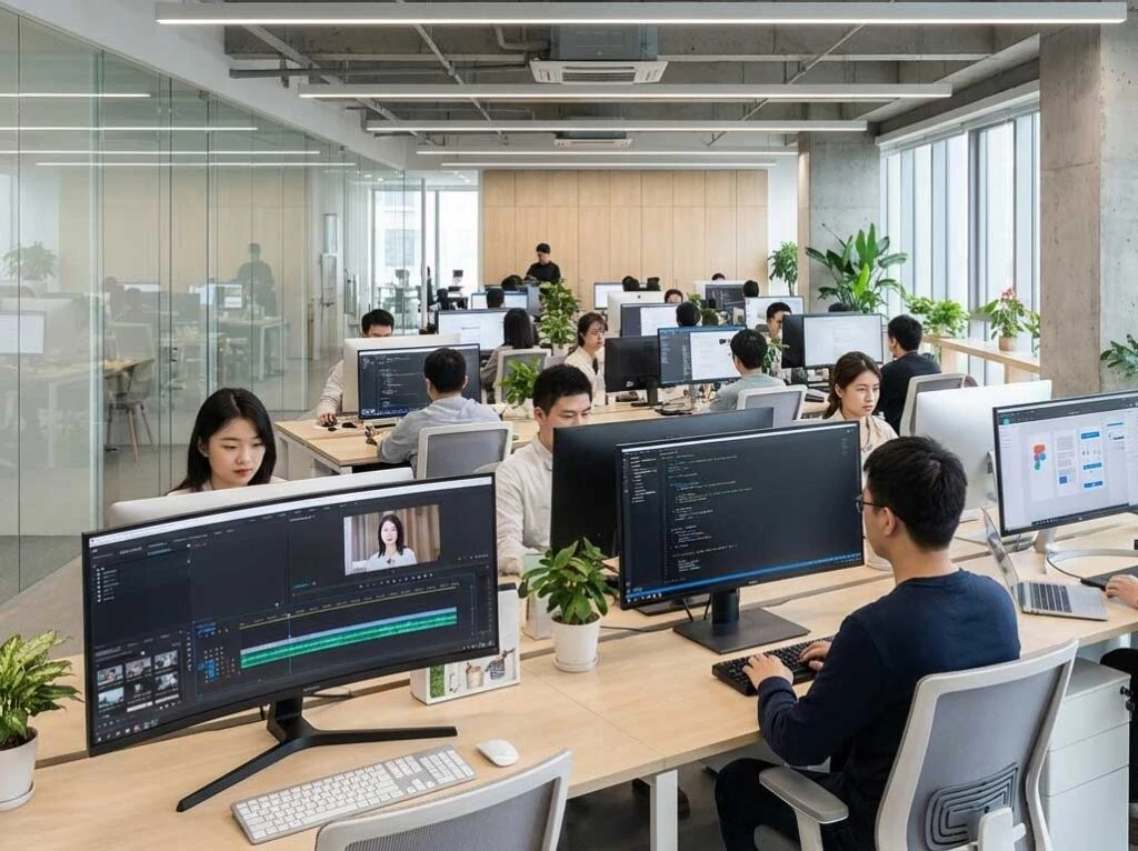 原站展示的团队工作场景