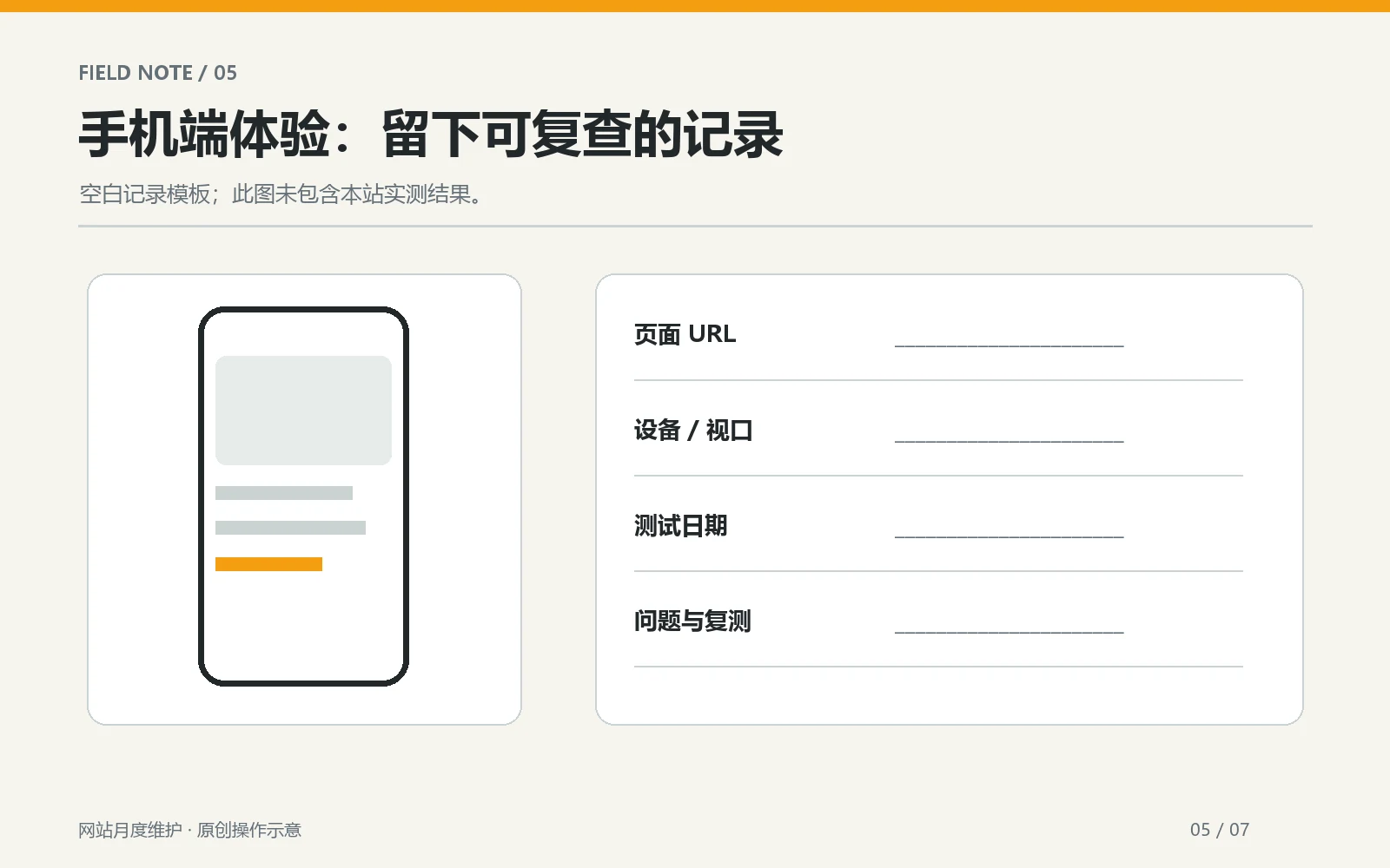 移动端页面体验与速度测量证据记录示意