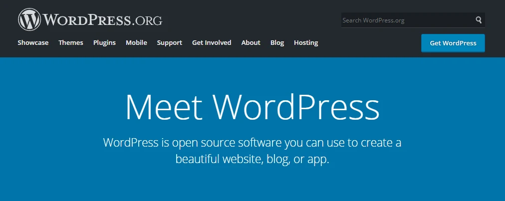 WordPress 历史官网界面截图