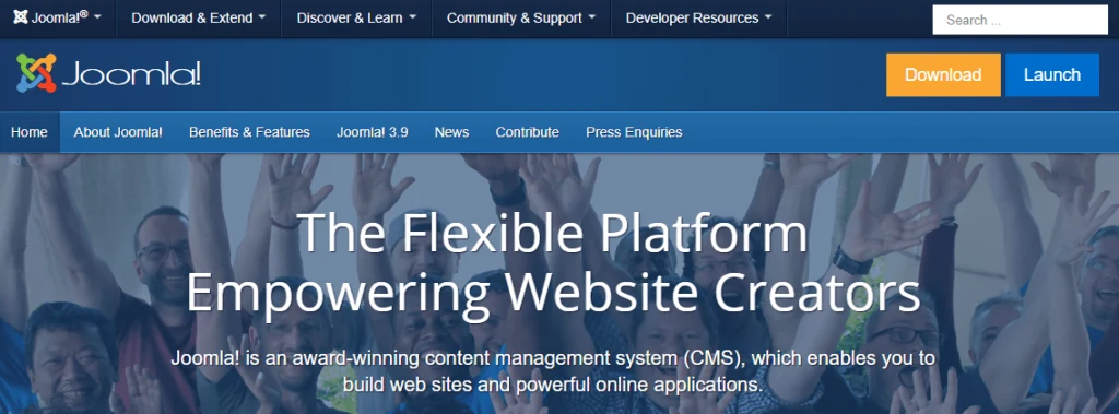 Joomla 历史官网界面截图