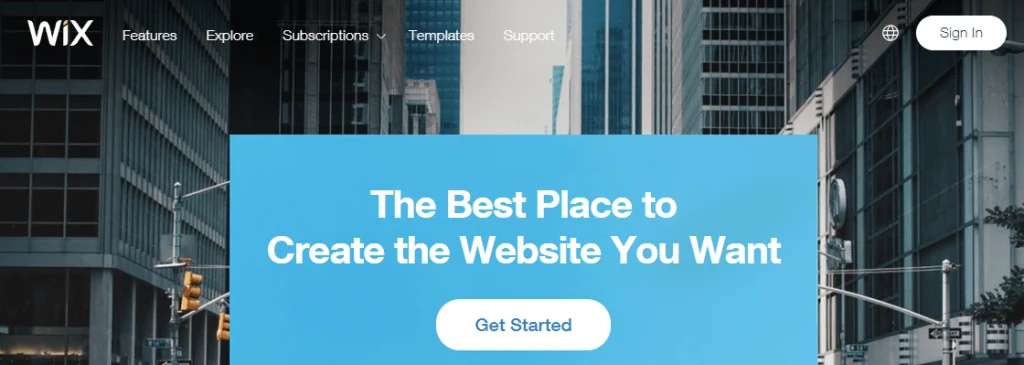 Wix 历史官网界面截图