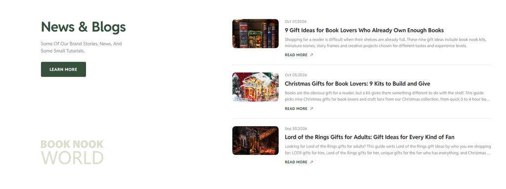 Book Nook World SHOPLINE 独立站首页视觉设计亮点解析-营销内容设计：兼顾品牌质感与销售引导