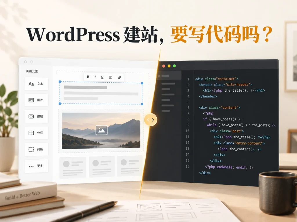 WordPress建站需要写代码吗？企业官网的无代码与定制边界