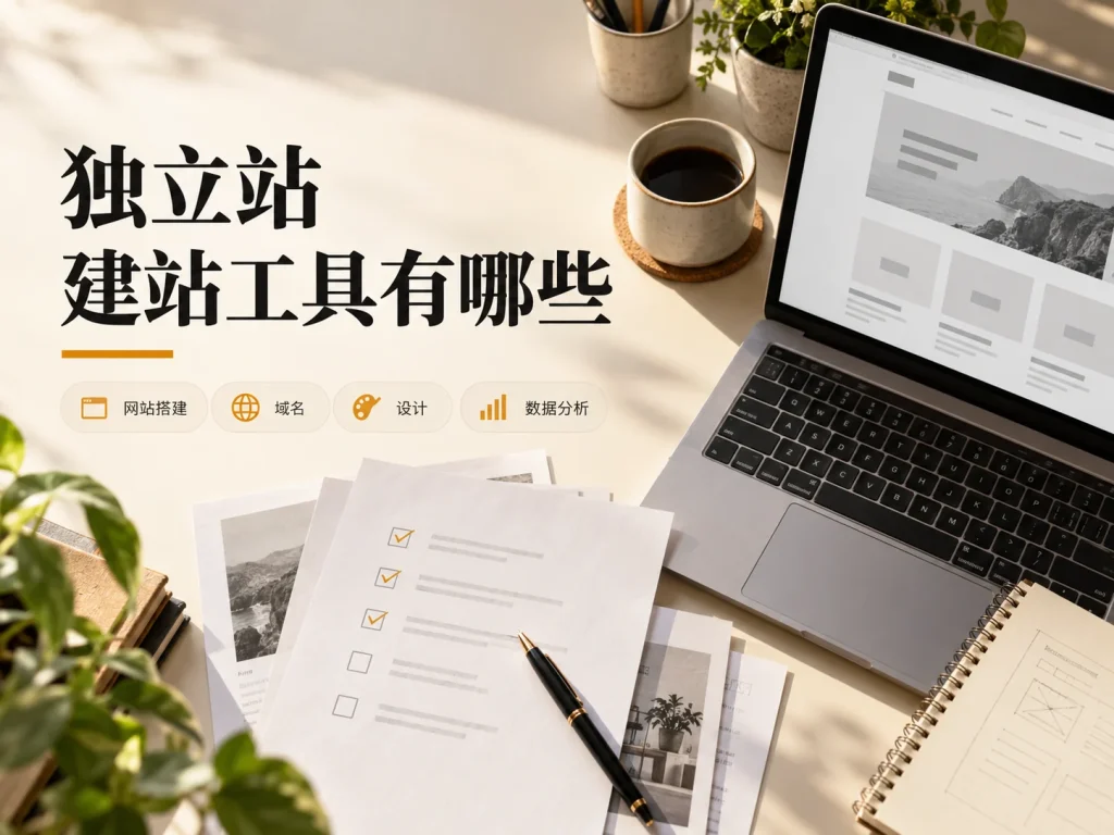 独立站建站工具有哪些：办公桌上的建站工具选型清单与网页示意