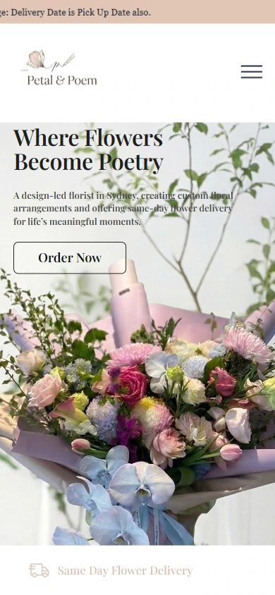 Petal & Poem 手机首页：按窄屏重新分配空间