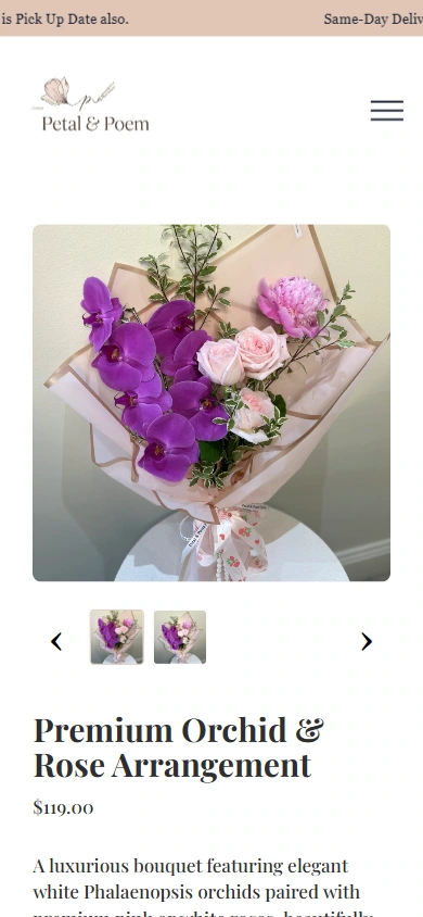 Petal & Poem 手机产品详情：按窄屏重新分配空间