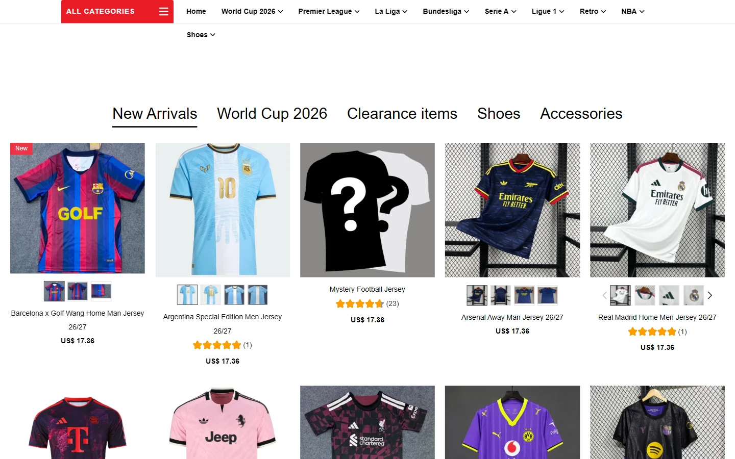 MMJerseys：首页商品区：先比较球衣外观，再看款式名称