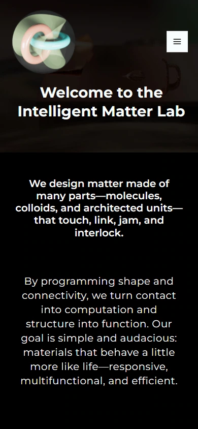 Intelligent Matter Lab 手机首页：按窄屏重新分配空间